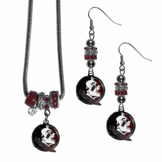 Florida St. Seminoles Euro Bead Earrings and Necklace Set - Siskiyou Buckle - Flyclothing LLC