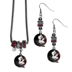 Florida St. Seminoles Euro Bead Earrings and Necklace Set - Flyclothing LLC