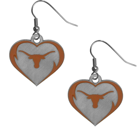 Texas Longhorns Heart Dangle Earrings - Flyclothing LLC