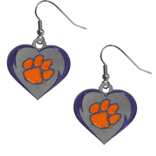 Clemson Tigers Heart Dangle Earrings - Siskiyou Buckle - Flyclothing LLC