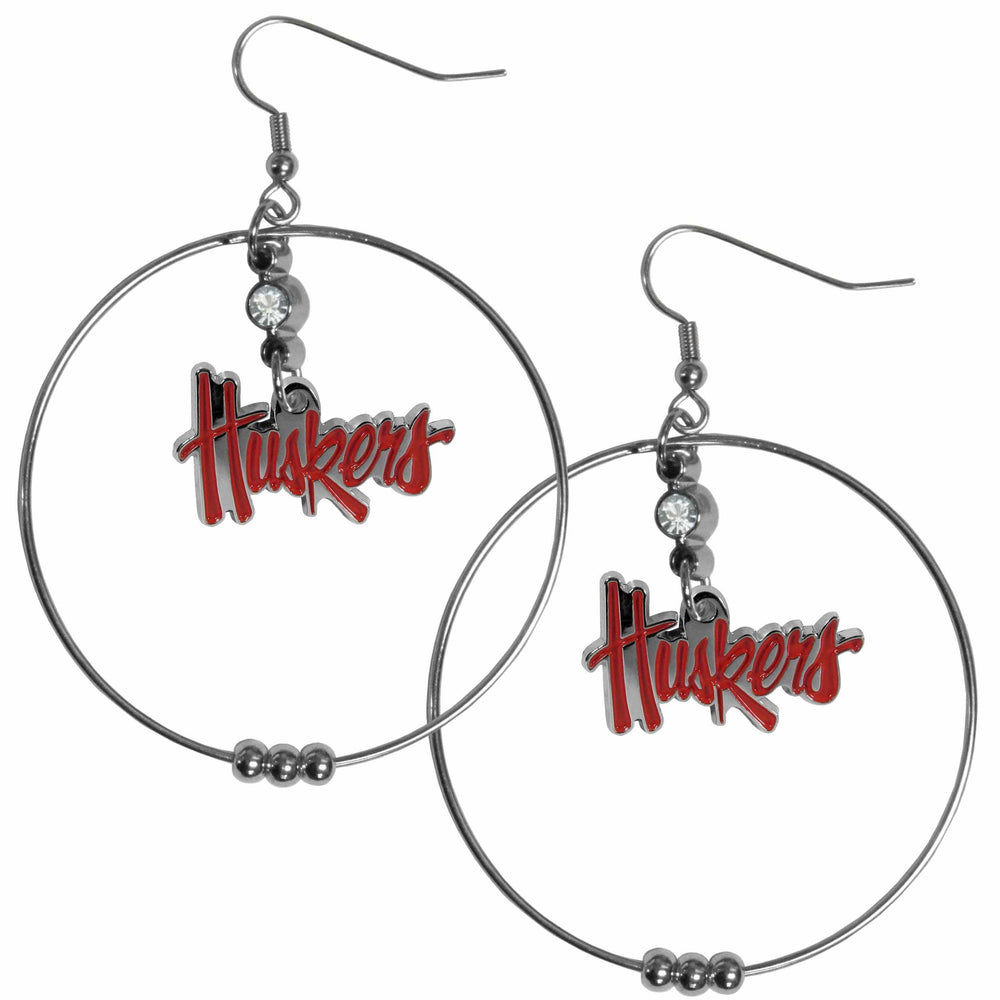 Nebraska Cornhuskers 2 Inch Hoop Earrings - Siskiyou Buckle