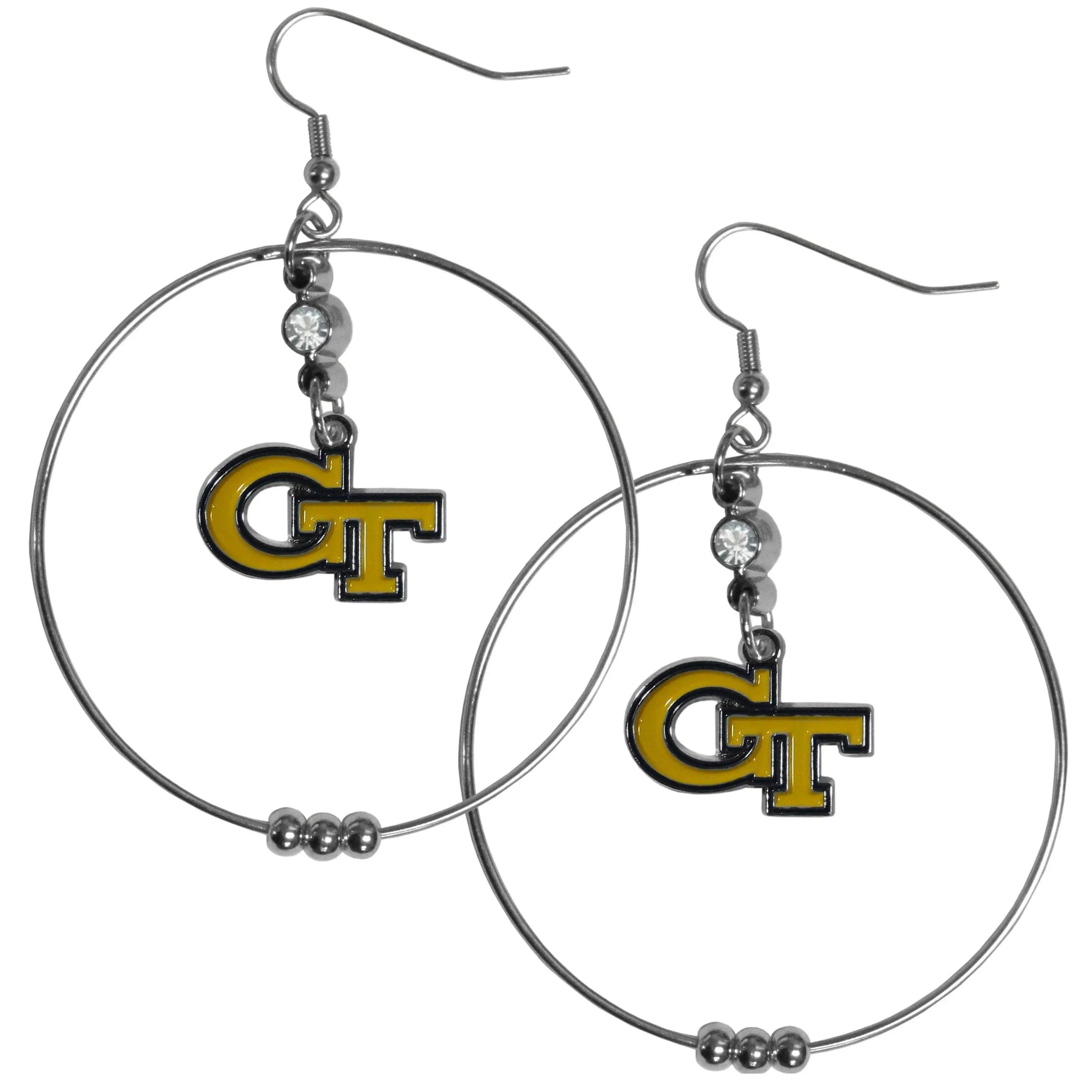 Georgia Tech Yellow Jackets 2 Inch Hoop Earrings - Siskiyou Buckle - Flyclothing LLC