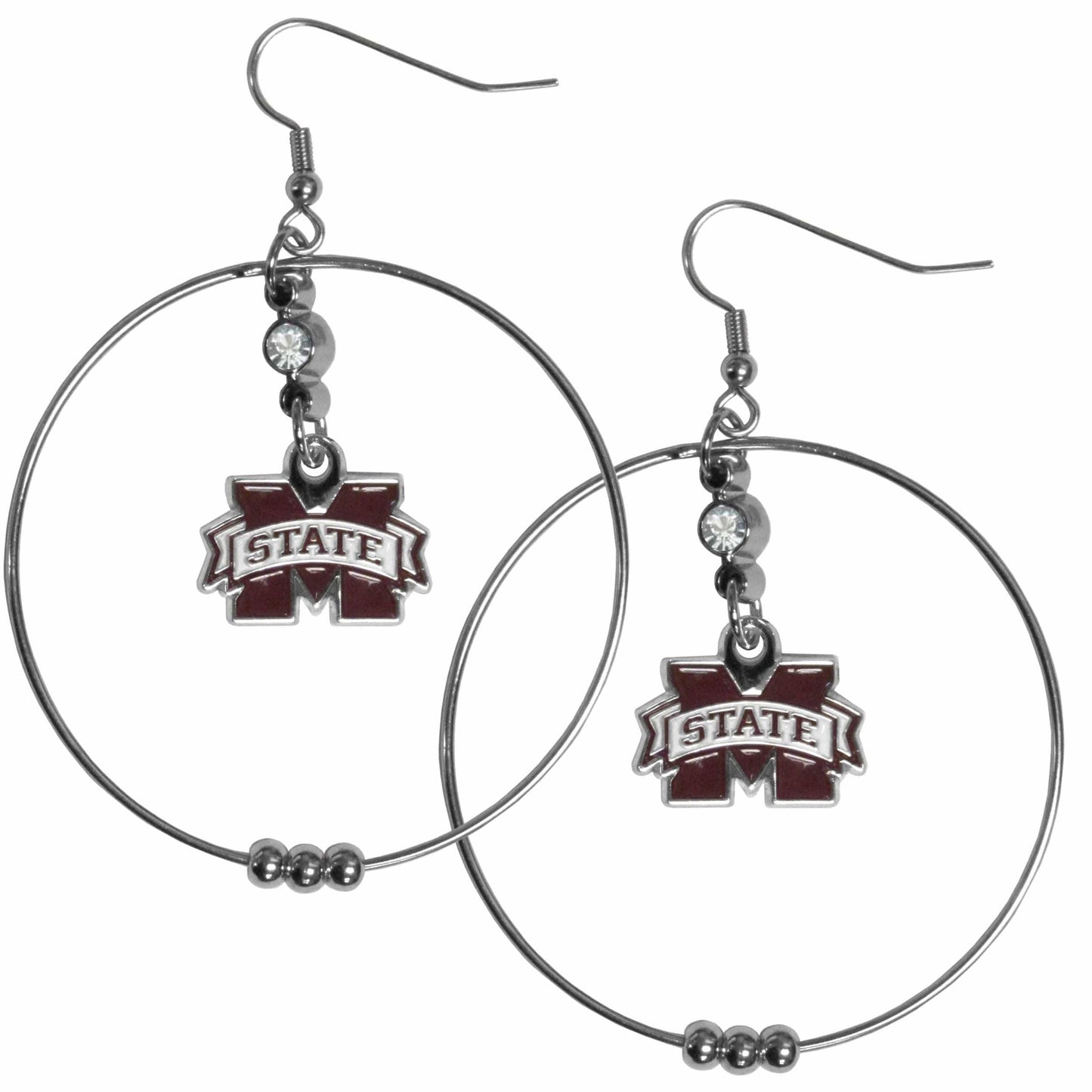 Mississippi St. Bulldogs 2 Inch Hoop Earrings - Siskiyou Buckle - Flyclothing LLC