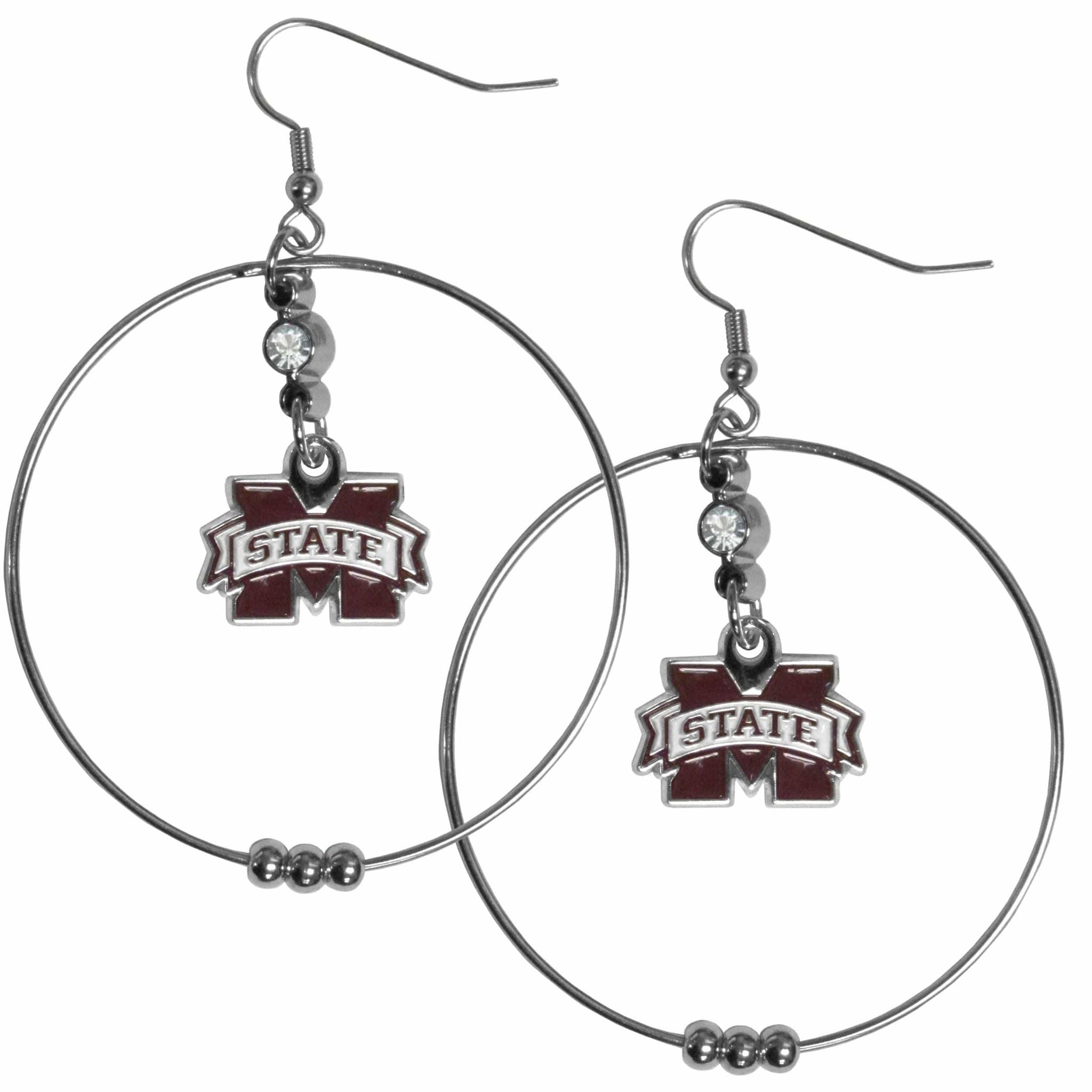 Mississippi St. Bulldogs 2 Inch Hoop Earrings - Siskiyou Buckle - Flyclothing LLC
