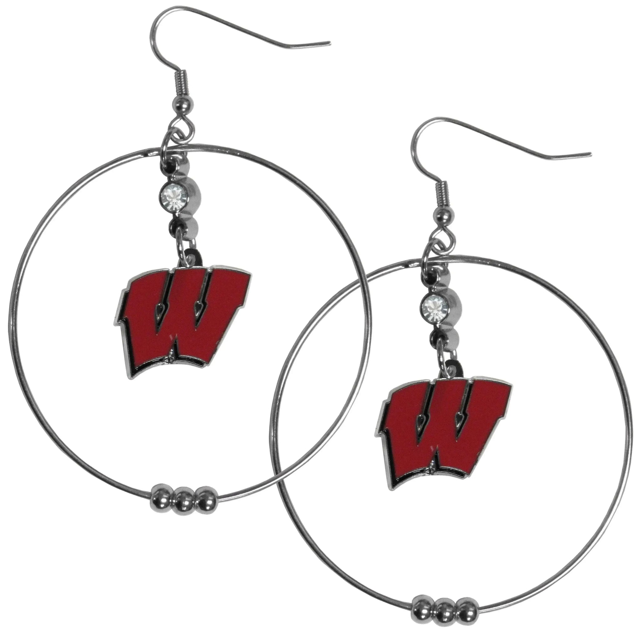 Wisconsin Badgers 2 Inch Hoop Earrings - Siskiyou Buckle - Flyclothing LLC