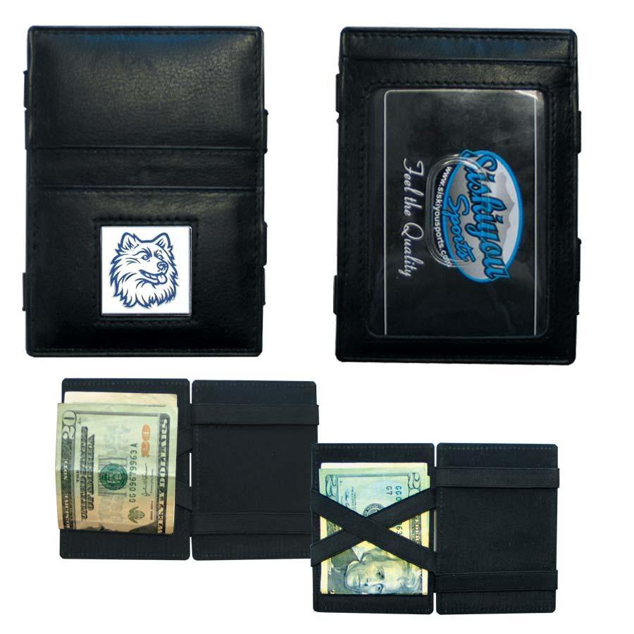 UCONN Huskies Leather Jacob's Ladder Wallet - Siskiyou Buckle