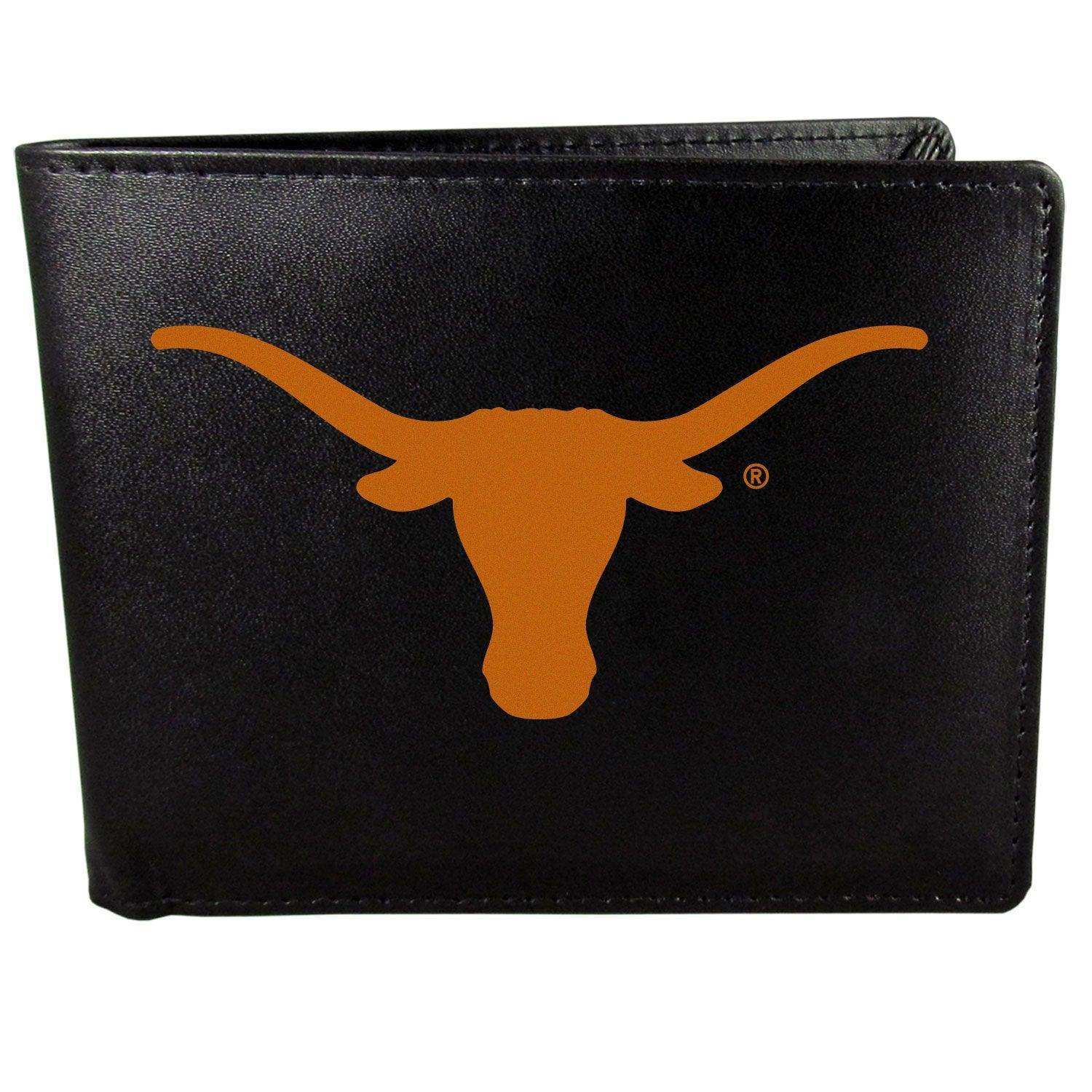 Texas Longhorns Leather Bi-fold Wallet, Large Logo - Siskiyou Buckle - Flyclothing LLC
