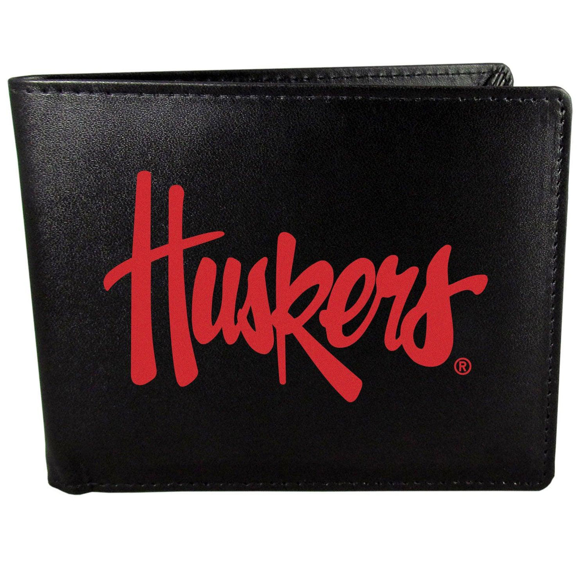 Nebraska Cornhuskers Leather Bi-fold Wallet, Large Logo - Flyclothing LLC