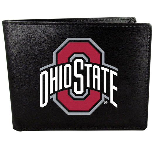 Ohio St. Buckeyes Leather Bi-fold Wallet, Large Logo - Flyclothing LLC