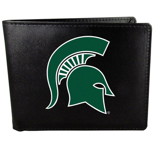 Michigan St. Spartans Leather Bi-fold Wallet, Large Logo - Flyclothing LLC