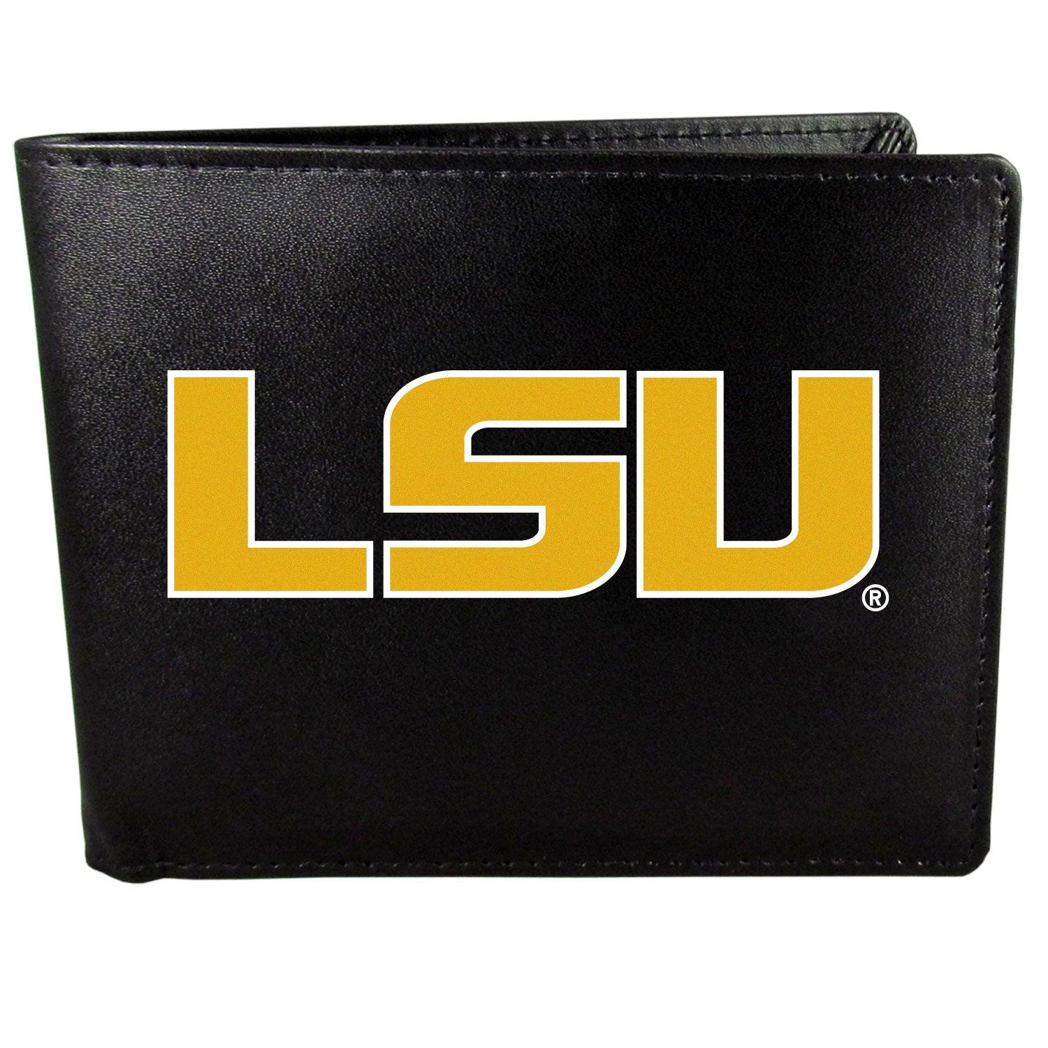 LSU Tigers Leather Bi-fold Wallet, Large Logo - Flyclothing LLC