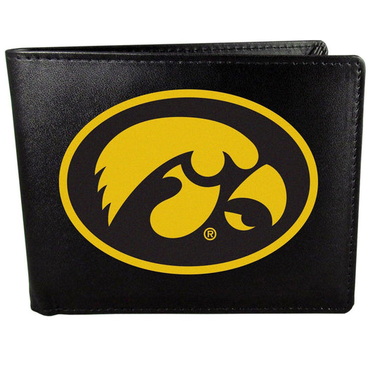 Iowa Hawkeyes Leather Bi-fold Wallet, Large Logo - Siskiyou Buckle