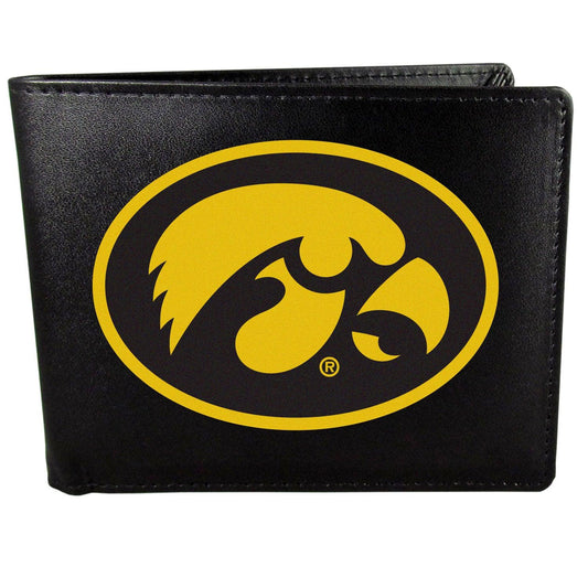 Iowa Hawkeyes Leather Bi-fold Wallet, Large Logo - Flyclothing LLC