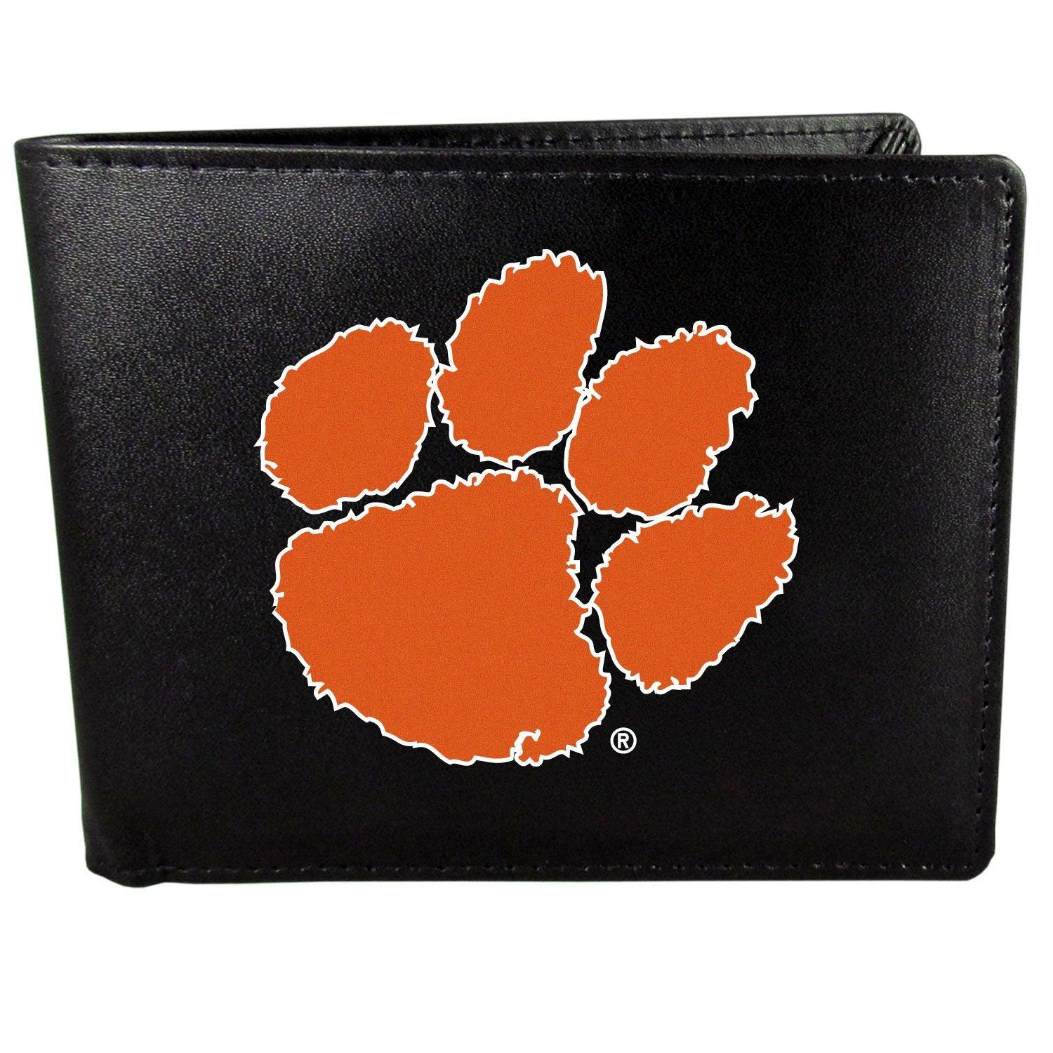 Clemson Tigers Leather Bi-fold Wallet, Large Logo - Siskiyou Buckle
