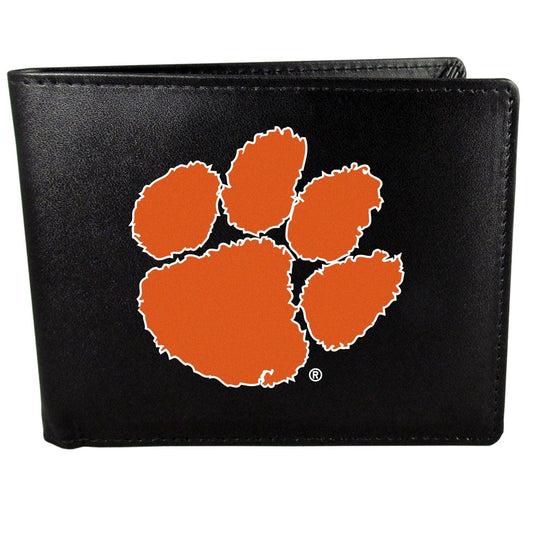 Clemson Tigers Leather Bi-fold Wallet, Large Logo - Flyclothing LLC