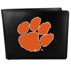 Clemson Tigers Leather Bi-fold Wallet, Large Logo - Siskiyou Buckle