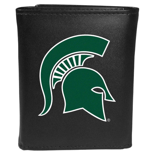 Michigan St. Spartans Leather Tri-fold Wallet, Large Logo - Flyclothing LLC