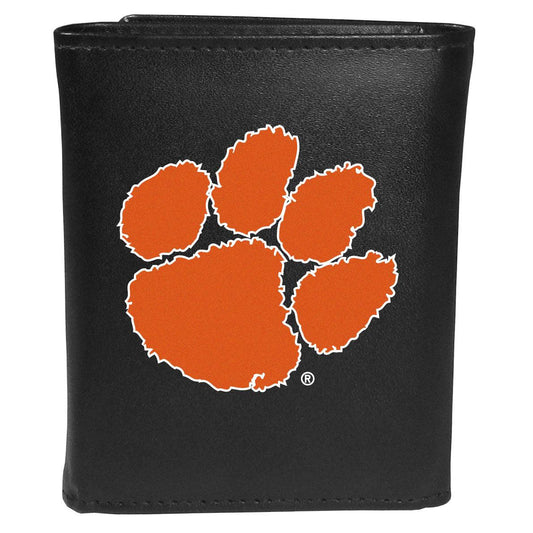 Clemson Tigers Leather Tri-fold Wallet, Large Logo - Flyclothing LLC
