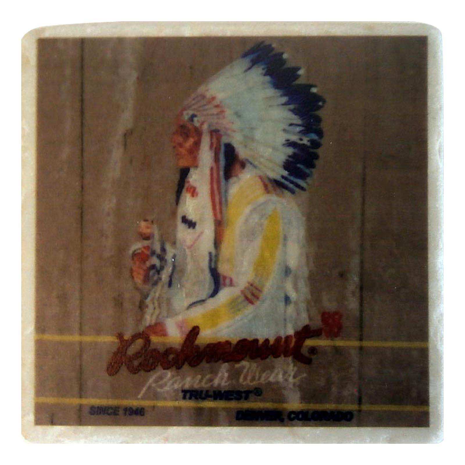 Vintage Indian Chief Western Marble Coaster - Rockmount Clothing - Flyclothing LLC