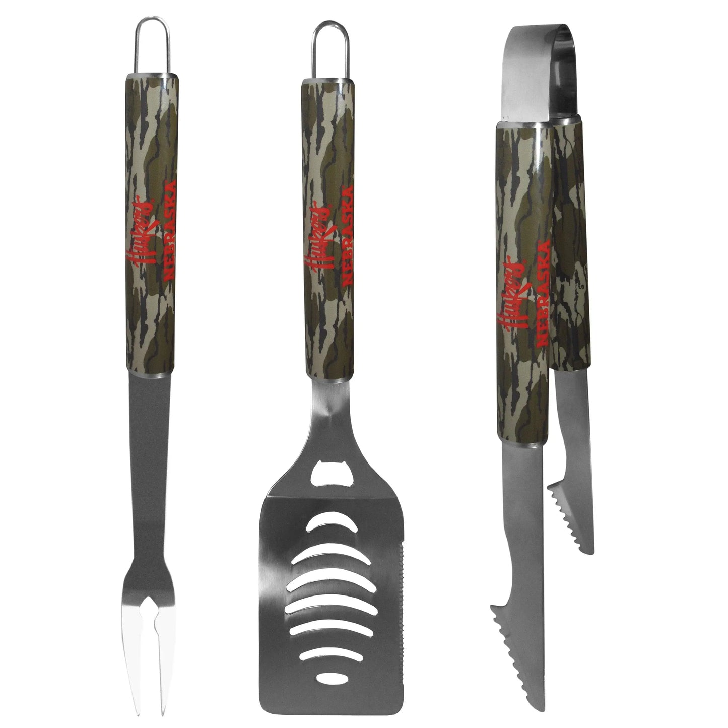 Nebraska Cornhuskers 3 pc BBQ Set w/Mossy Oak Camo - Siskiyou Buckle - Flyclothing LLC
