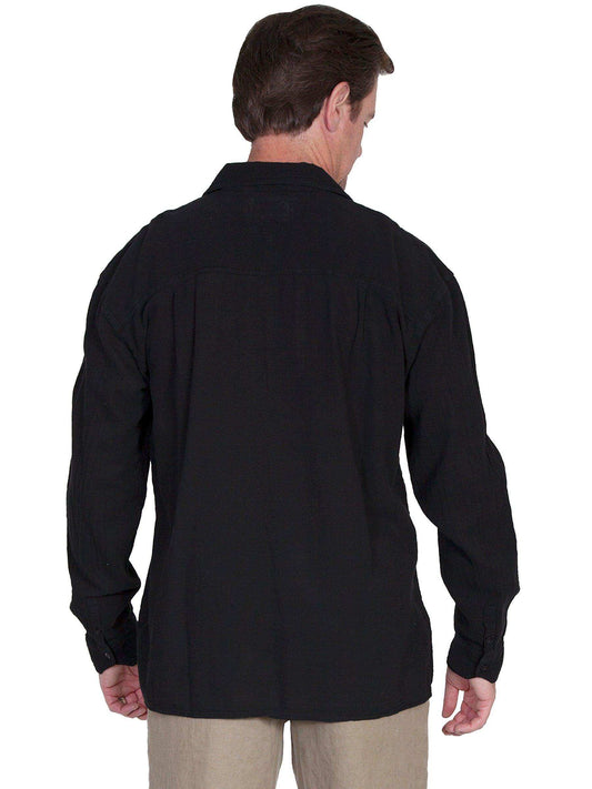 Scully BLACK MEN'S LACE UP FRONT SHIRT - Scully Leather - Flyclothing LLC