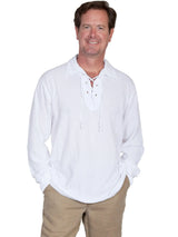 Scully WHITE MEN'S LACE UP FRONT SHIRT - Scully Leather - Flyclothing LLC