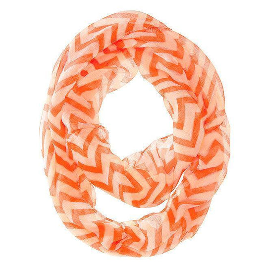 Zig Zag Neon Orange Infinity Scarf - Flyclothing LLC