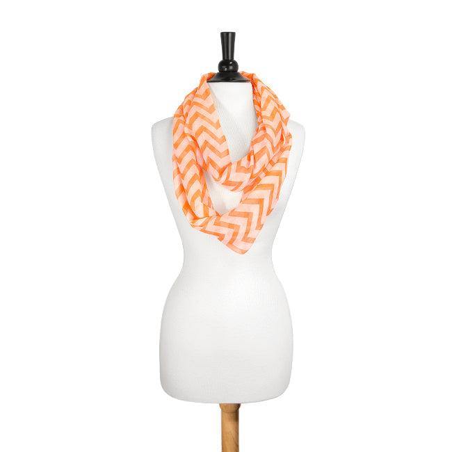 Zig Zag Neon Orange Infinity Scarf - Flyclothing LLC