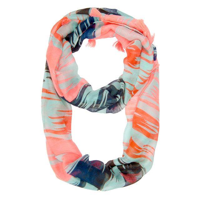 Shira Pink Zebra Infinity Scarf With Tassle Fringe - Flyclothing LLC