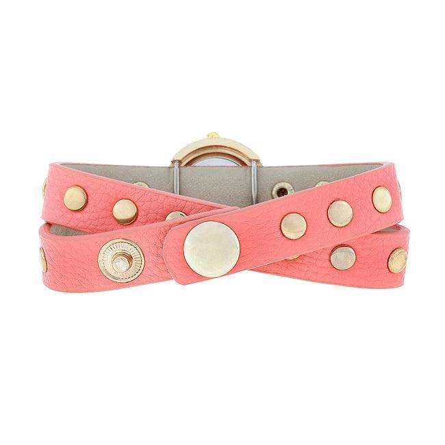 Pink Round Studded Wrap Watch - JGI - Flyclothing LLC
