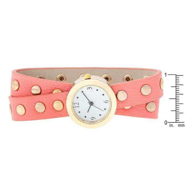 Pink Round Studded Wrap Watch - JGI - Flyclothing LLC