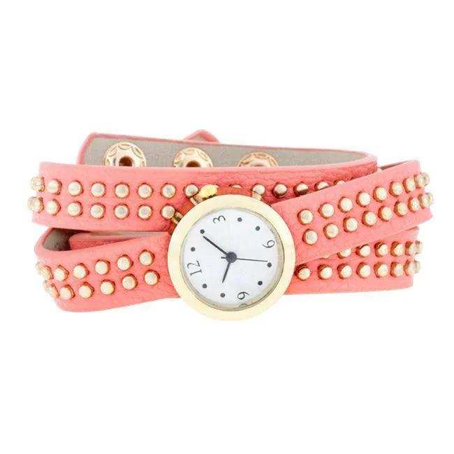 Pink Mini Studded Wrap Watch - JGI - Flyclothing LLC