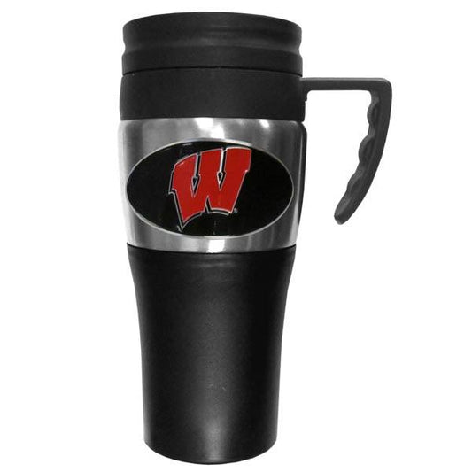 Wisconsin Badgers Steel Travel Mug w/Handle - Flyclothing LLC