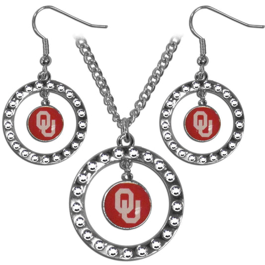 Oklahoma Sooners Rhinestone Hoop Jewelry Set - Flyclothing LLC