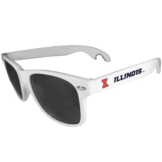 Illinois Fighting Illini Beachfarer Bottle Opener Sunglasses, White - Flyclothing LLC