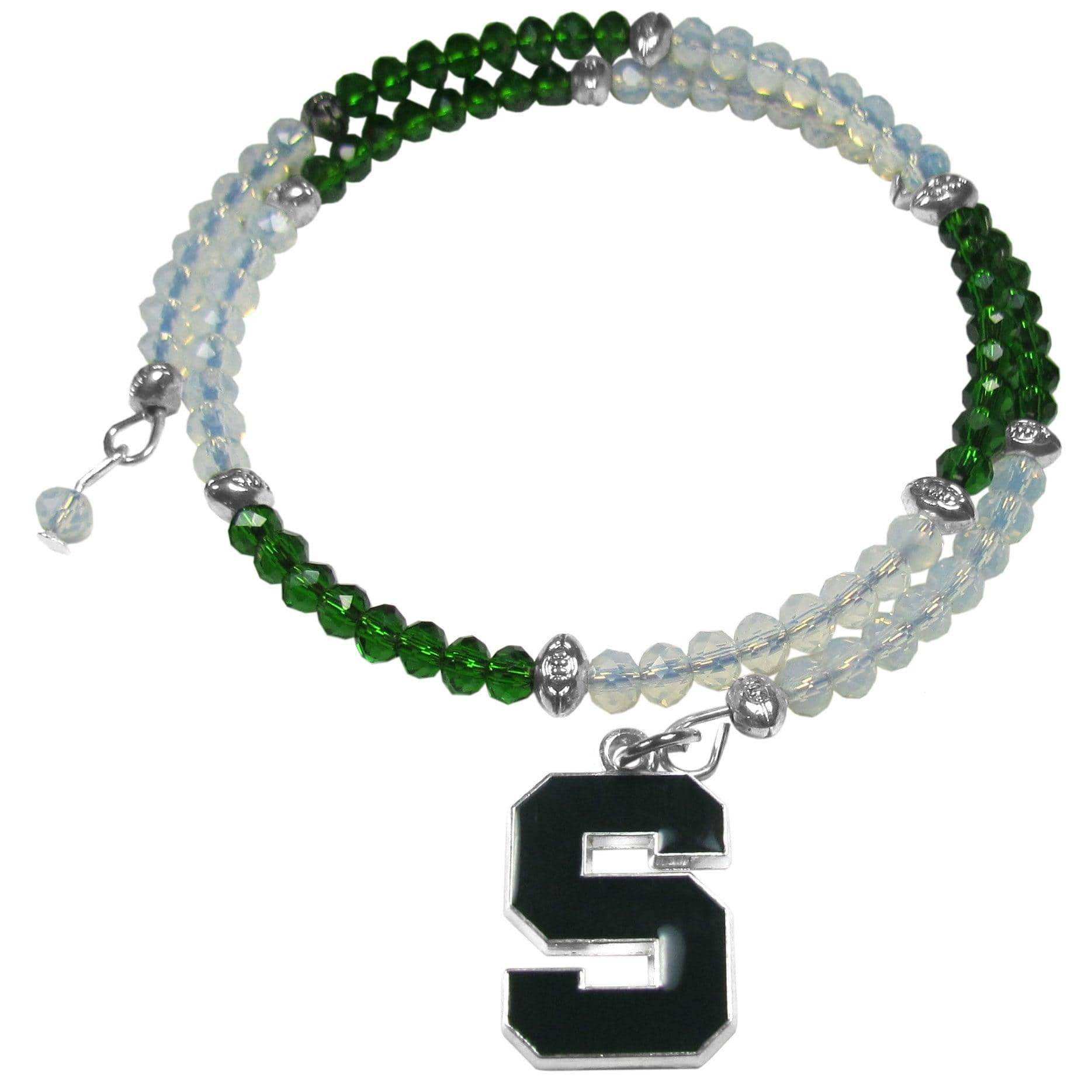 Michigan St. Spartans Crystal Memory Wire Bracelet - Siskiyou Buckle - Flyclothing LLC