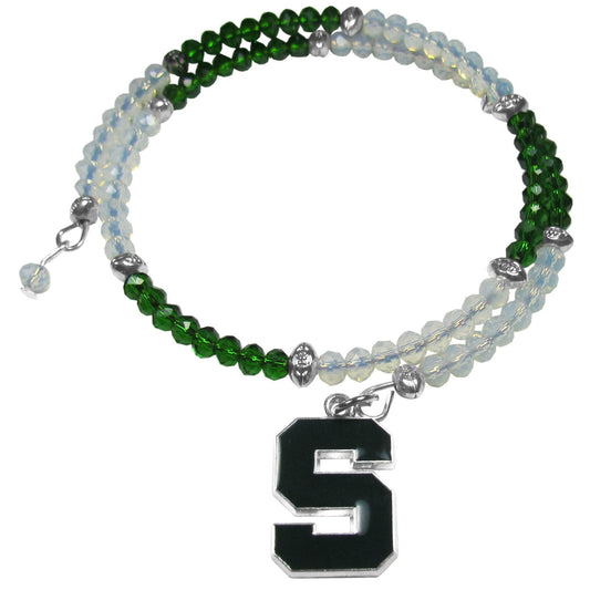 Michigan St. Spartans Crystal Memory Wire Bracelet - Flyclothing LLC