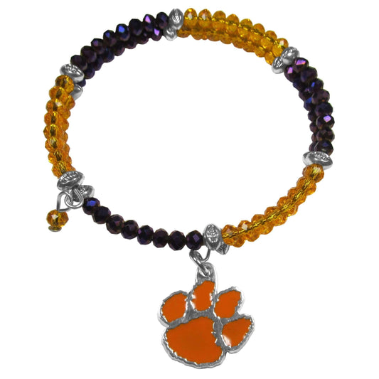 Clemson Tigers Crystal Memory Wire Bracelet - Siskiyou Buckle