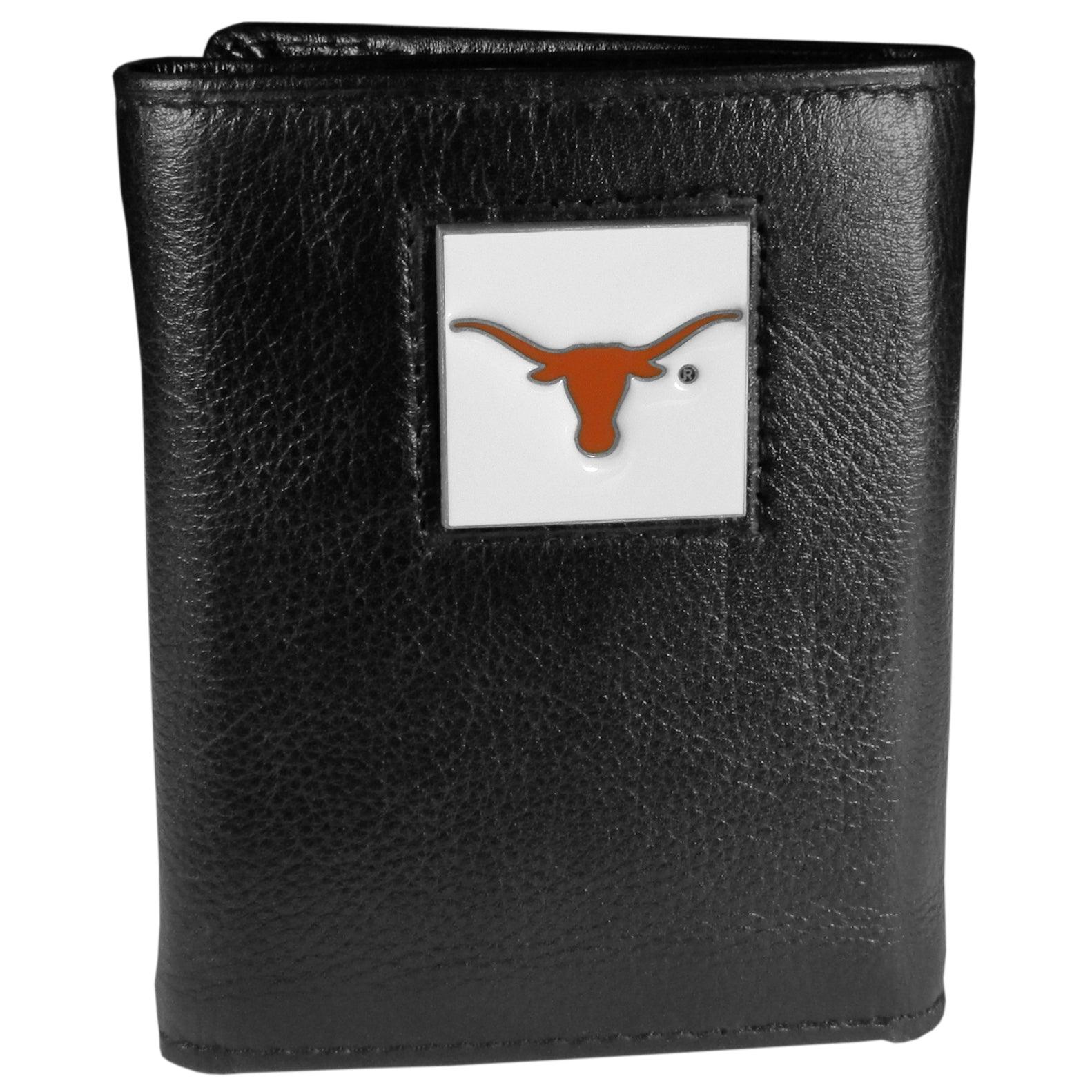 Texas Longhorns Deluxe Leather Tri-fold Wallet Packaged in Gift Box - Flyclothing LLC