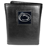 Penn St. Nittany Lions Deluxe Leather Tri-fold Wallet Packaged in Gift Box - Siskiyou Buckle