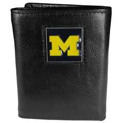Michigan Wolverines Deluxe Leather Tri-fold Wallet - Flyclothing LLC