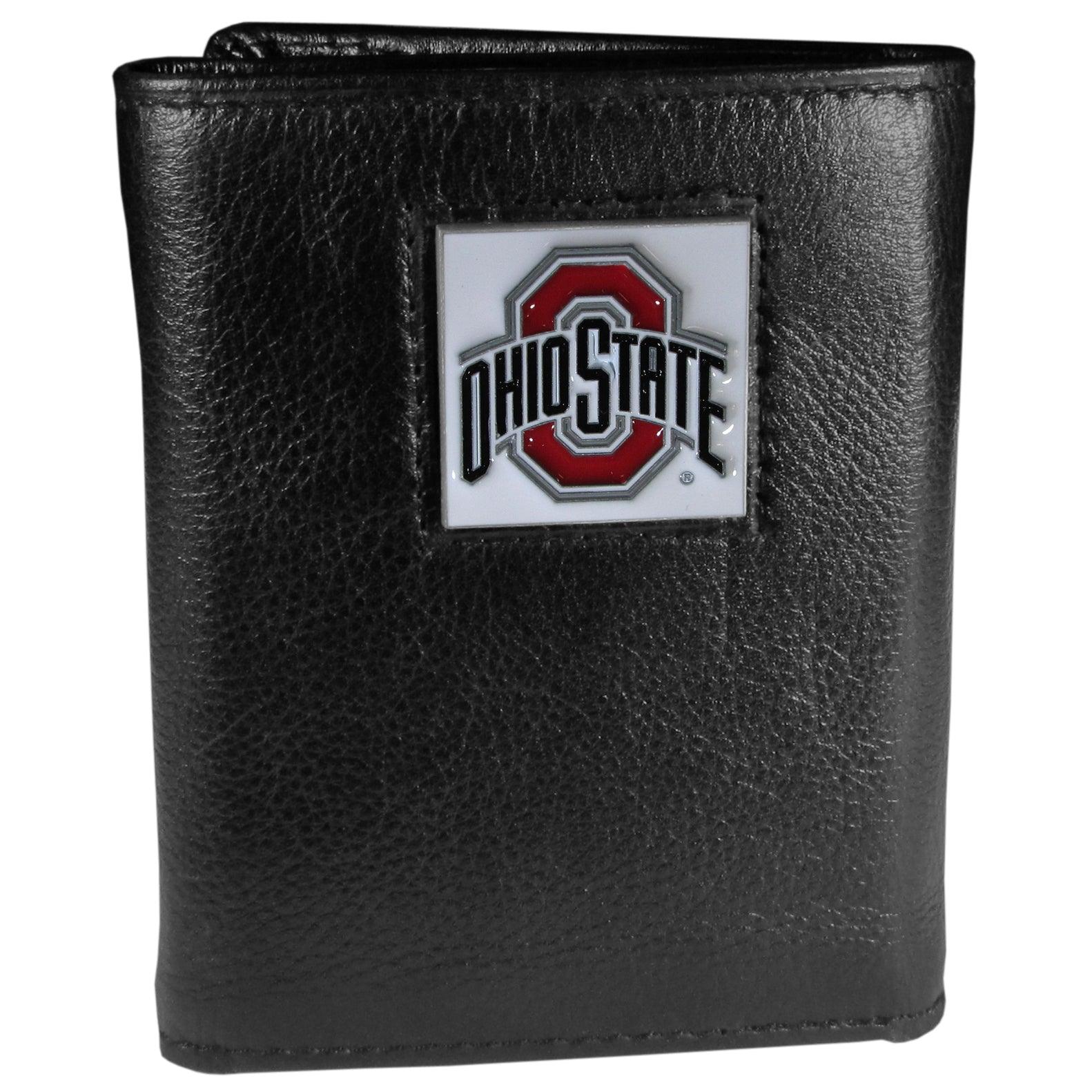 Ohio St. Buckeyes Deluxe Leather Tri-fold Wallet Packaged in Gift Box - Flyclothing LLC