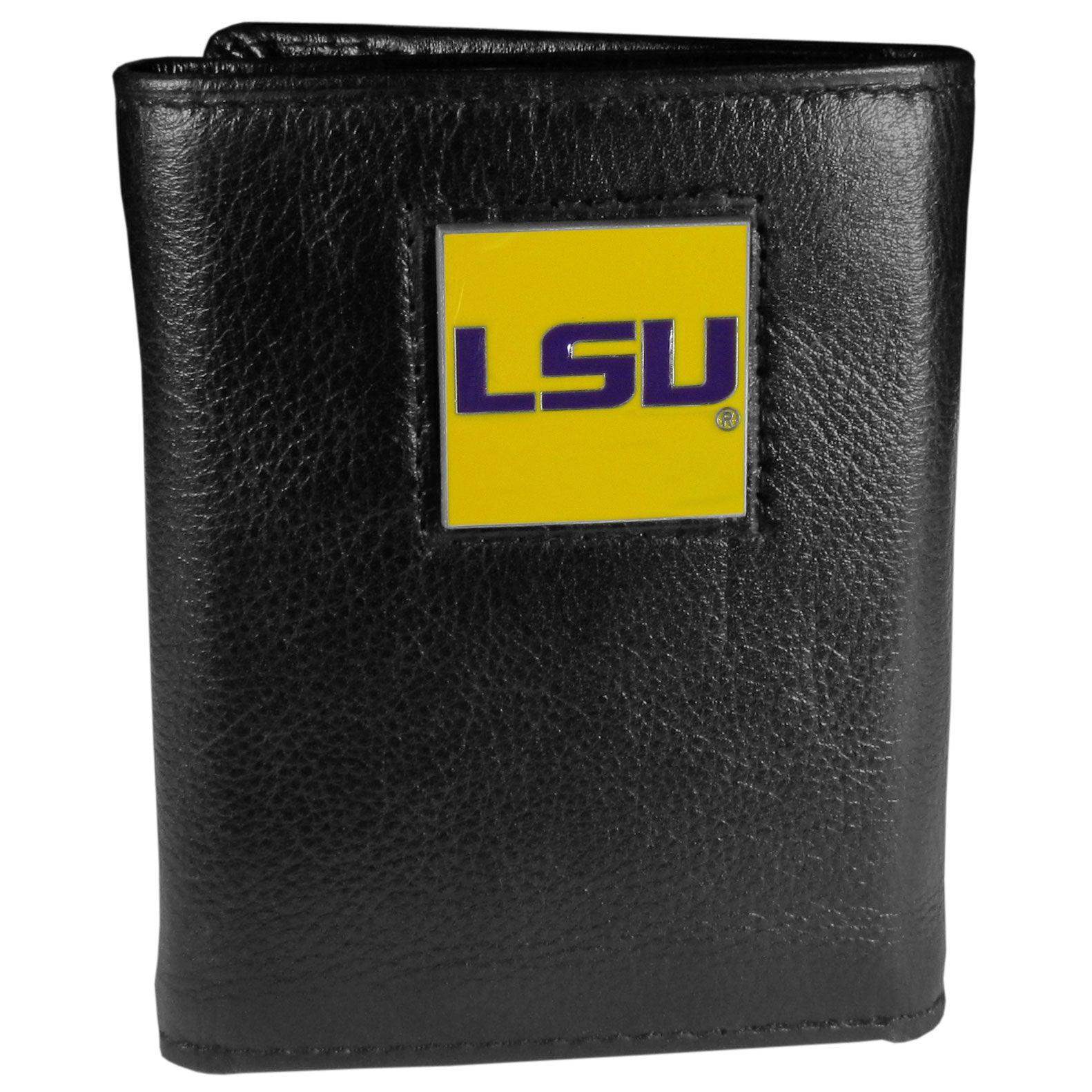 LSU Tigers Deluxe Leather Tri-fold Wallet - Siskiyou Buckle - Flyclothing LLC