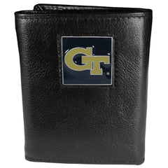 Georgia Tech Yellow Jackets Deluxe Leather Tri-fold Wallet Packaged in Gift Box - Flyclothing LLC