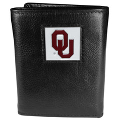 Oklahoma Sooners Deluxe Leather Tri-fold Wallet Packaged in Gift Box - Flyclothing LLC