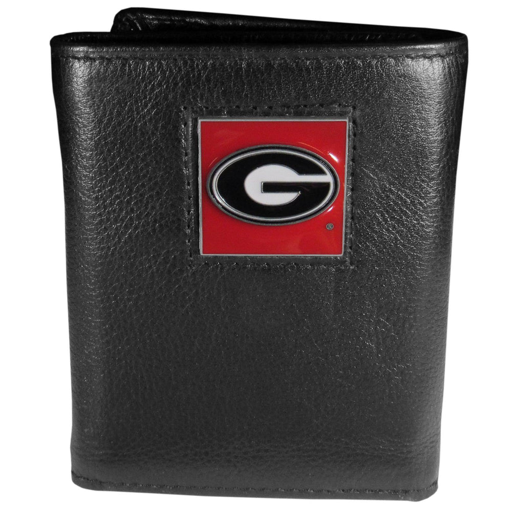 Georgia Bulldogs Deluxe Leather Tri-fold Wallet Packaged in Gift Box - Siskiyou Buckle