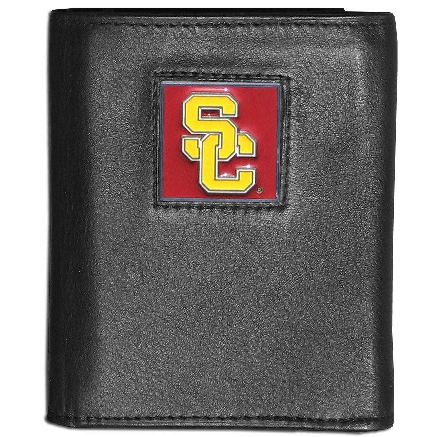USC Trojans Deluxe Leather Tri-fold Wallet - Flyclothing LLC