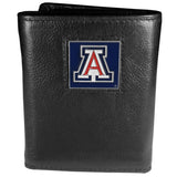 Arizona Wildcats Deluxe Leather Tri-fold Wallet Packaged in Gift Box - Siskiyou Buckle