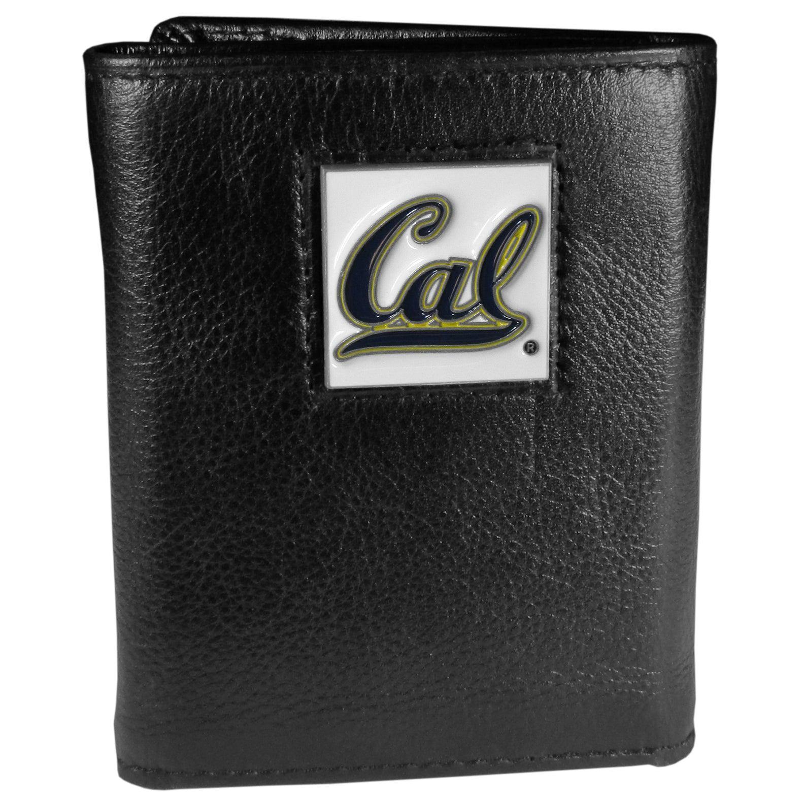 Cal Berkeley Bears Deluxe Leather Tri-fold Wallet Packaged in Gift Box - Siskiyou Buckle