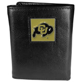 Colorado Buffaloes Deluxe Leather Tri-fold Wallet Packaged in Gift Box - Siskiyou Buckle